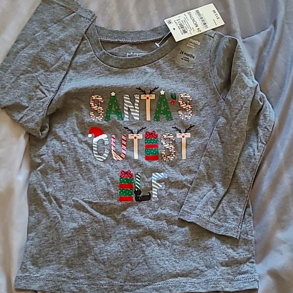 First Impressions Christmas Llong Sleve Shirt, Grey, Sizes 24m, 18m, 3-6months.